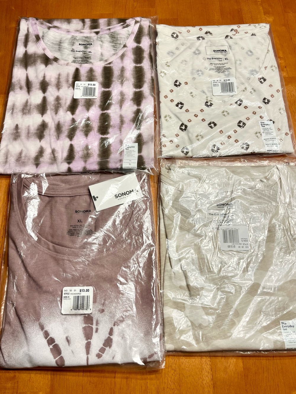 4 Sonoma Womens Short Sleeve Tees - Pink, Brown, Cream, Lavender NWT